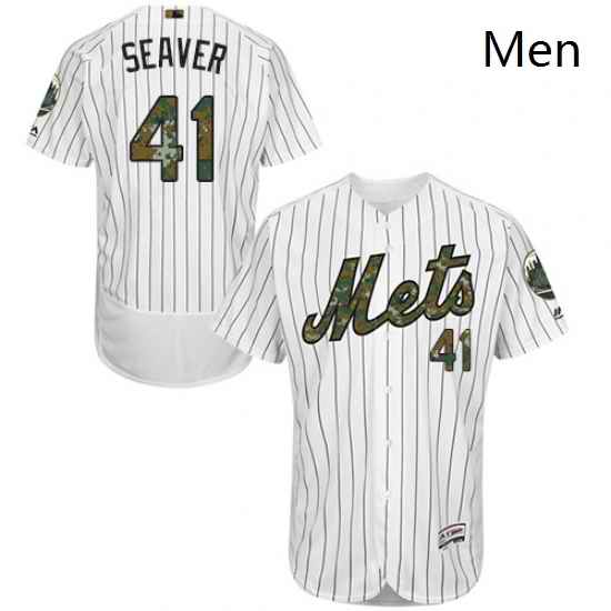 Mens Majestic New York Mets 41 Tom Seaver Authentic White 2016 Memorial Day Fashion Flex Base MLB Jersey